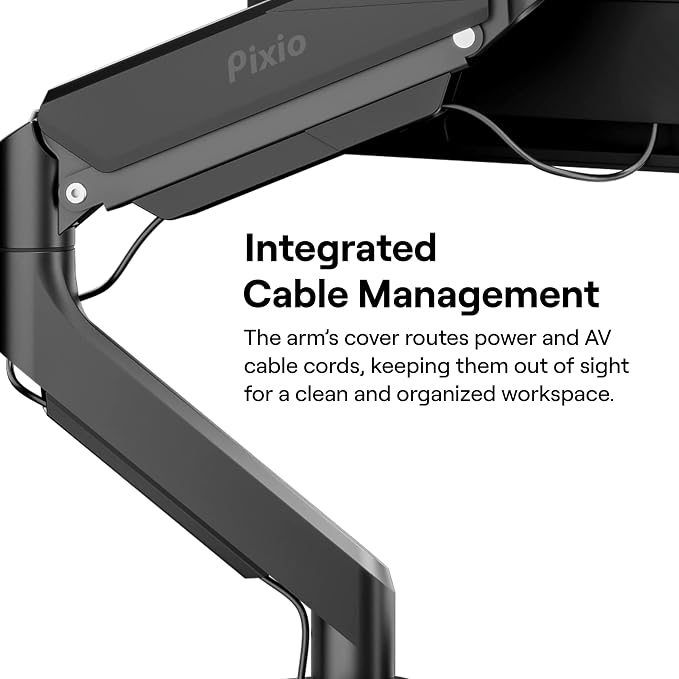 Pixio PS2D Ultrawide Heavy-Duty Premium Dual Monitor Arm Stand Desk Mount - Fits up to 35 inches Two Monitors, Weights up to 33 lbs Each, Height Adjustable, Compatible with VESA 75x75mm 100x100mm - Image 5