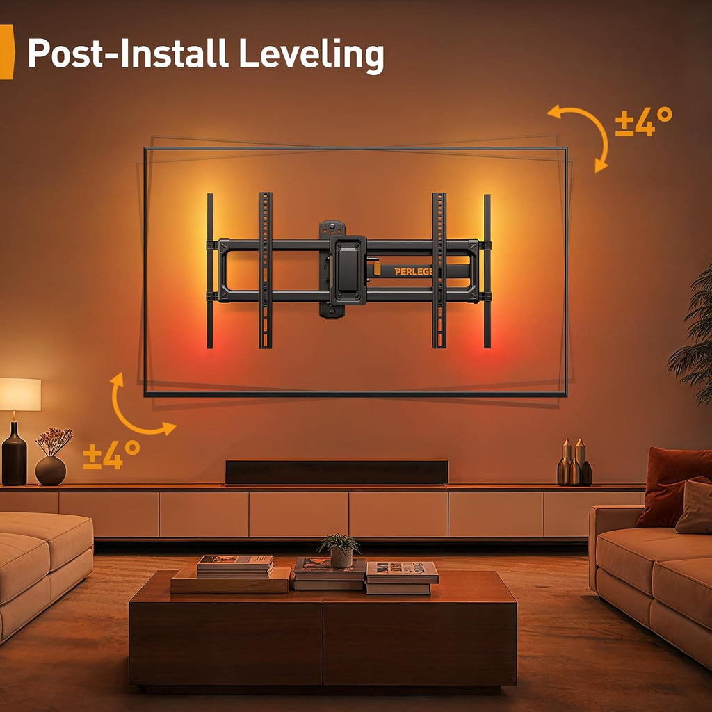 Perlegear Corner TV Wall Mount Long Arm with LED Backlight for 39-75" TVs - Image 7