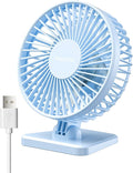 Gaiatop USB Desk Fan, Personal Portable Quiet Small Table Desktop fan | Powerful Mini 3 Speeds, Adjustable Head, for Cooling Home Office Car Summer Travel Gifts Light blue by GAIATOP