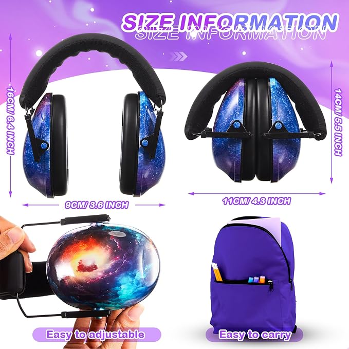 12 Pcs Kids Noise Cancelling Headphones Ear Muffs Starry Sky Style | Ear Protection for Kids Adults 27dB Noise Reduction Hearing Earmuff for Autism Sensory Relief Concerts Fireworks Studying - Image 2