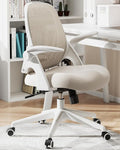 Hbada Office Desk Chair with Flip-Up Armrests and Saddle Cushion, Ergonomic Office Chair with S-Shaped Backrest, Swivel, Mesh, Grey by Hbada