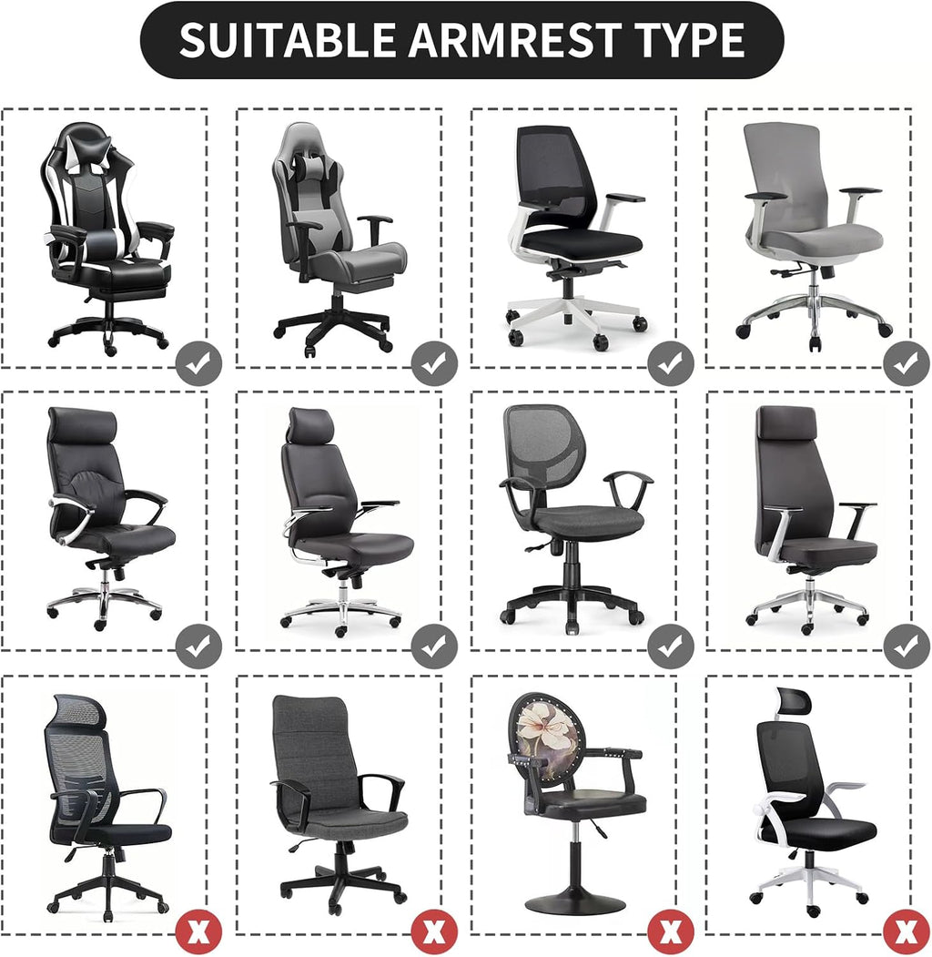 FORCHEER Office Chair Armrest Covers Stretchable Water Resistant Spandex Stretch Jacquard Elastic Band Computer Office Chair Arm Pad Covers Chair Slipcover for Desk Chairs Arm 2P-Navy Blue - Image 7