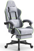 Dowinx Gaming Chair Fabric with Pocket Spring Cushion, Massage Game Chair Cloth with Headrest, Ergonomic Computer Chair with Footrest 290LBS, Light Grey by Dowinx
