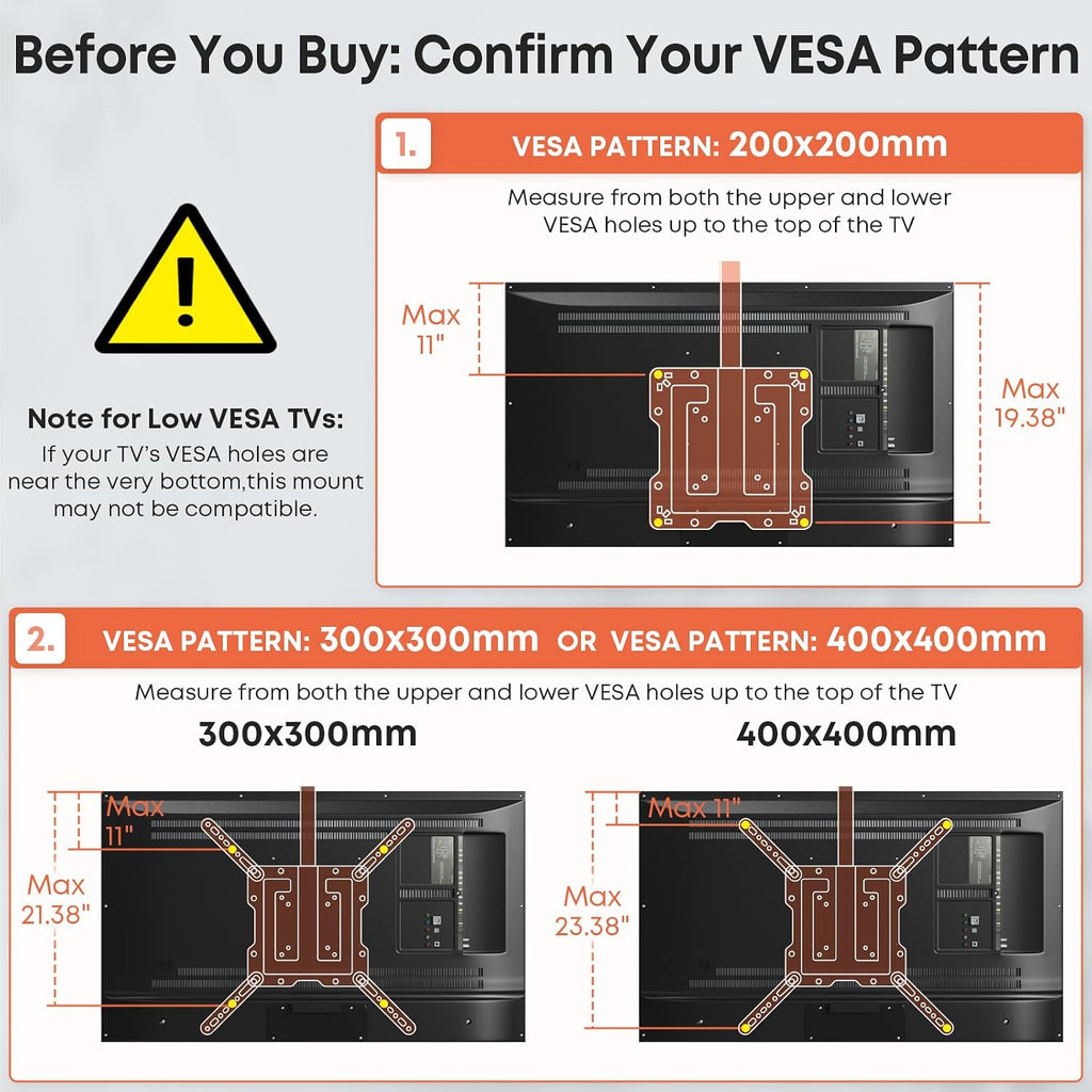 Flip Down TV Mount for Most 23'' to 55'' TVs, Manual Ceiling TV Mount - Image 5