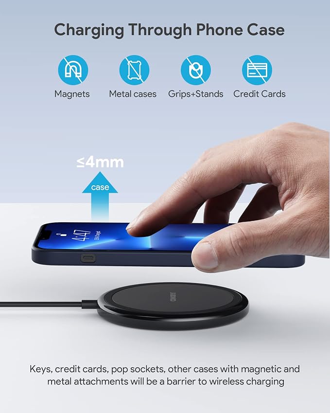 COKOEYE Wireless Charger, 15W Max Fast Wireless Charging Pad 2-Pack Compatible with iPhone 17/17 Air/17 Pro/17 Pro Max/16/15/14/13/12/Samsung S24/S24Ultra/S23Ultra/S22/S21,AirPods Pro2 - Image 5