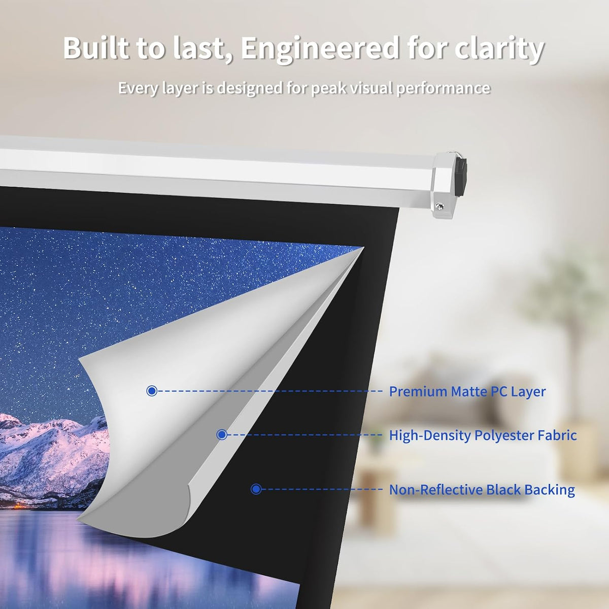 120" 16:9 Motorized Projector Screen with Dual-Side Power Inlet - Image 9