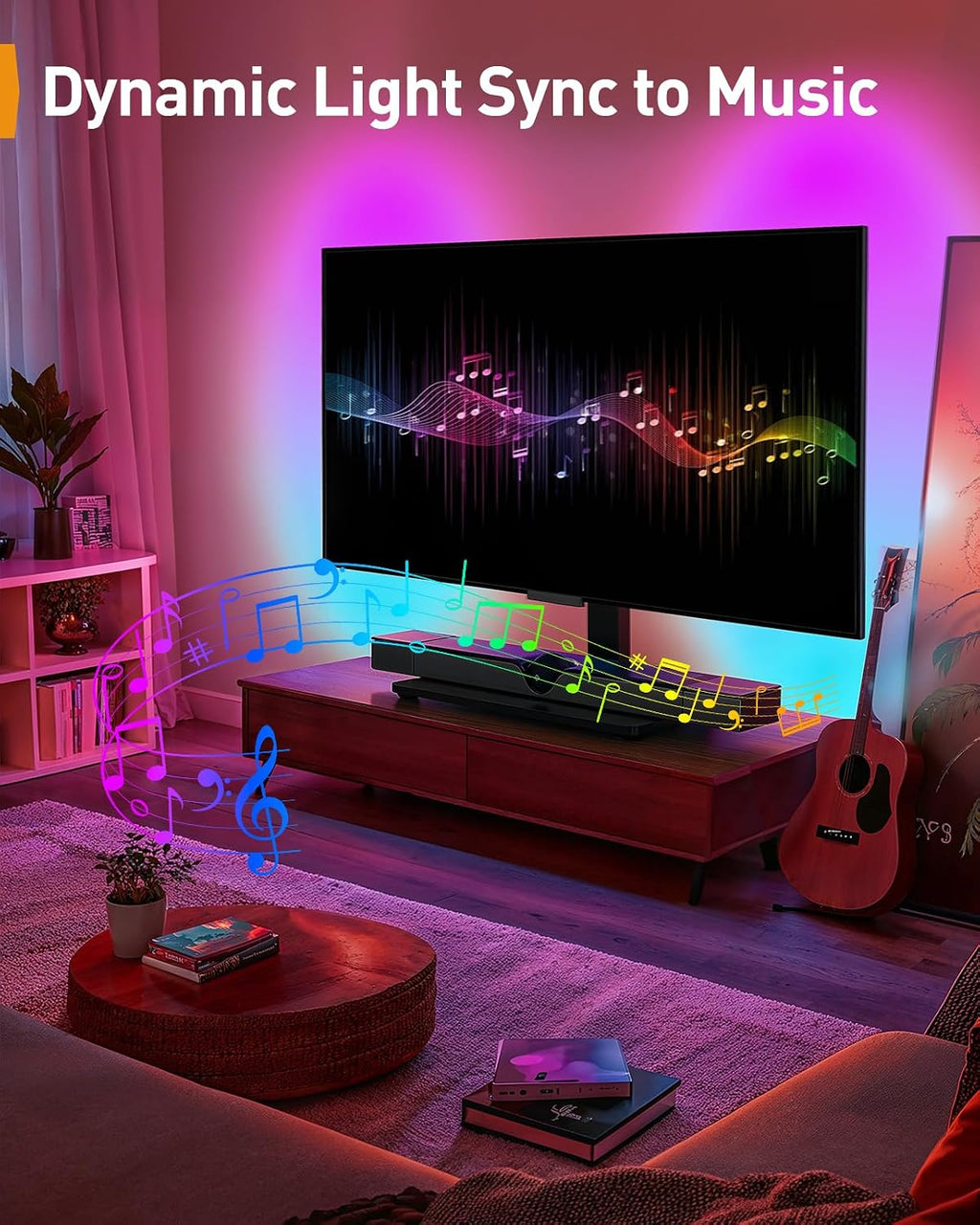 Perlegear Universal Swivel TV Stand with LED Lights for 30–70 inch TVs, Height Adjustable Table Top TV Stand with Tilt, Tempered Glass Base, Holds up to 88 lbs, Max VESA 400x400mm, PGTVS32B - Image 4