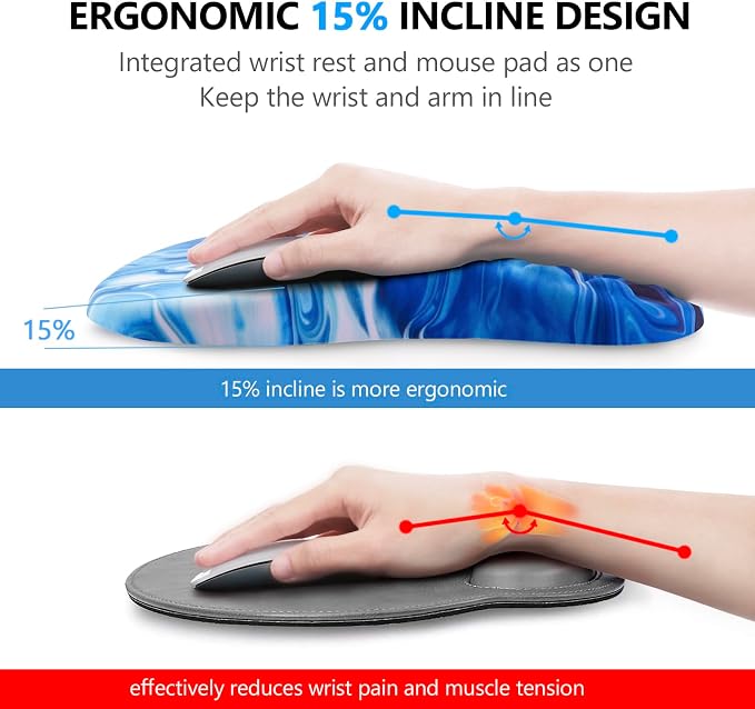 Ergonomic Mouse Pad & Keyboard Wrist Rest Set, Memory Foam | Memory Foam Wrist Cushion, Non-Slip PU Base, Massage Design, Relieves Wrist Pressure for Work, Gaming & Office Use - Image 2