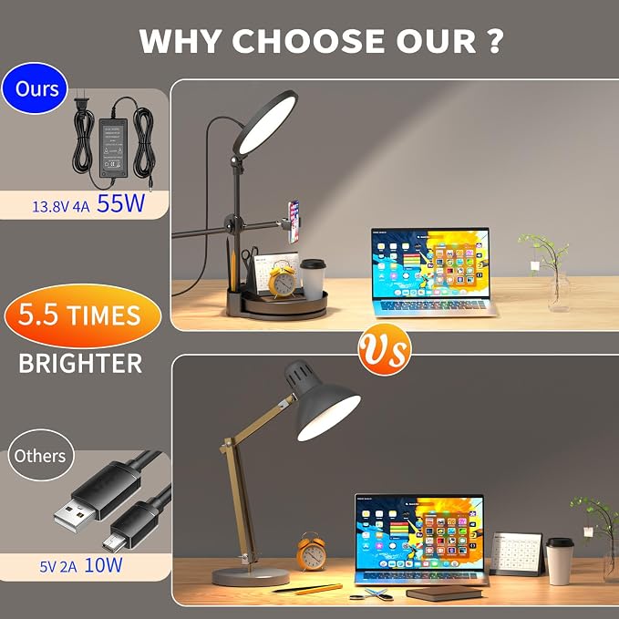 Selfie Light Kit for Desk and Laptop,55W Dimmable Full Screen Ring Light,with Rotating Storage Box,Pen Holder Stand,Phone Holder and Controller (White, 10.5) - Image 9