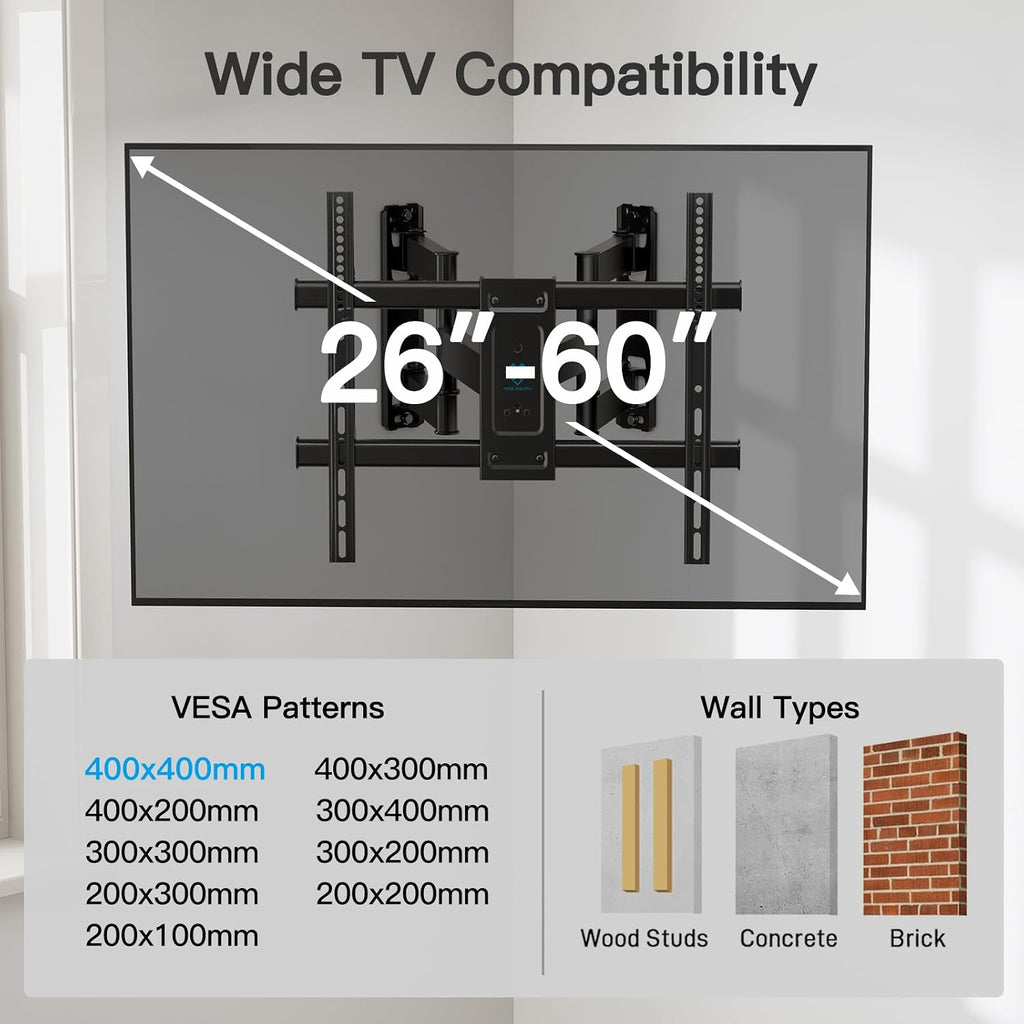 PERLESMITH Corner TV Wall Mount for 26–60 inch TVs up to 99 lbs - Image 2