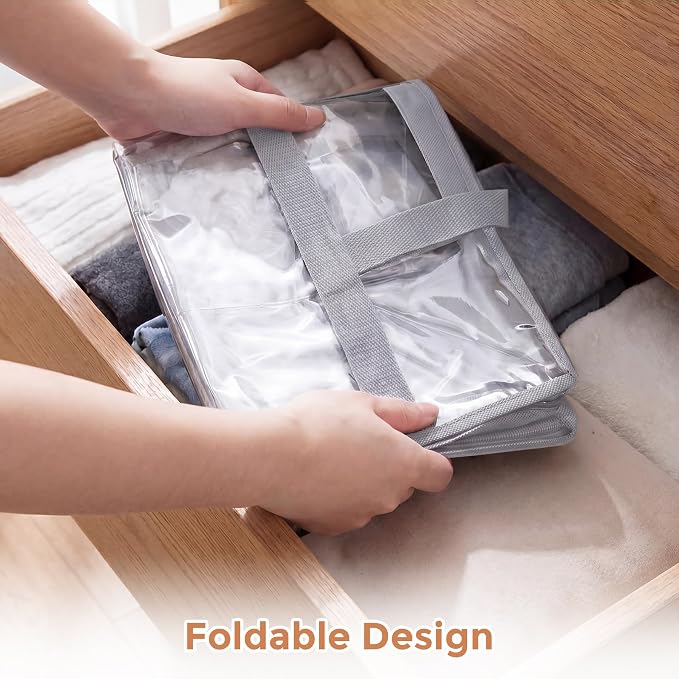 6 Pack Clear Storage Bags for Clothes, 45L Closet Organizers and Storage | Plastic storage with zipper and handle, moving bags, under-bed storage, closet organizer for blankets, comforters, toys - Image 5