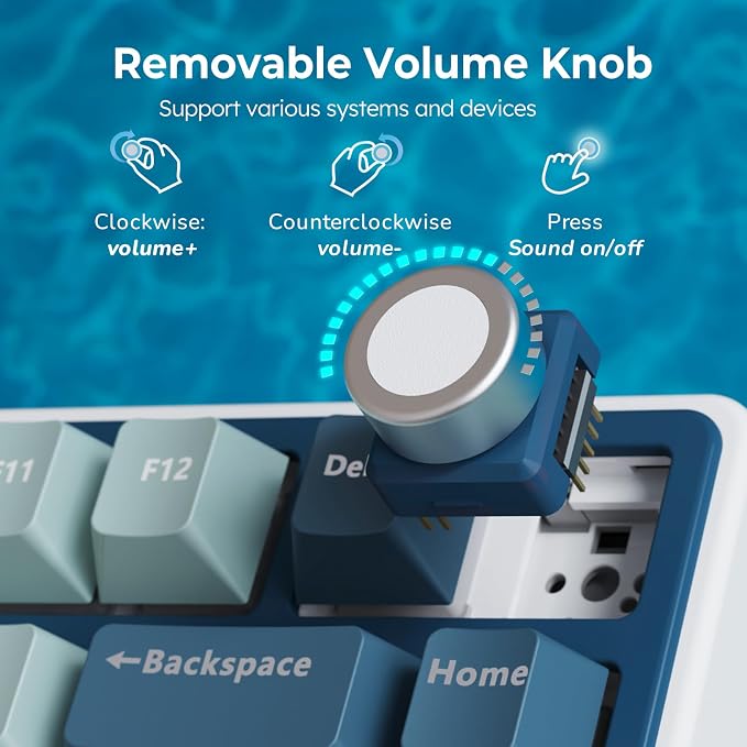 RK ROYAL KLUDGE R75 Wireless Mechanical Keyboard, 75% Percent Custom Gaming Keyboard Gasket Mount RGB Backlit with Knob & PBT Keycaps, BT5.1/2.4GHz/USB-C, Hot Swappable Cream Switch - Image 4
