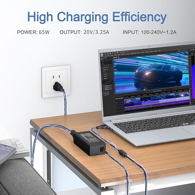 Chromebook Charger, 65W 45W USB C Laptop Charger for HP Chromebook X360 | Compatible with HP Chromebook X360 14 14-ca051wm 14-ca052wm 14-ca061dx 14-ca043cl Chromebook Chrager USB C - Image 2