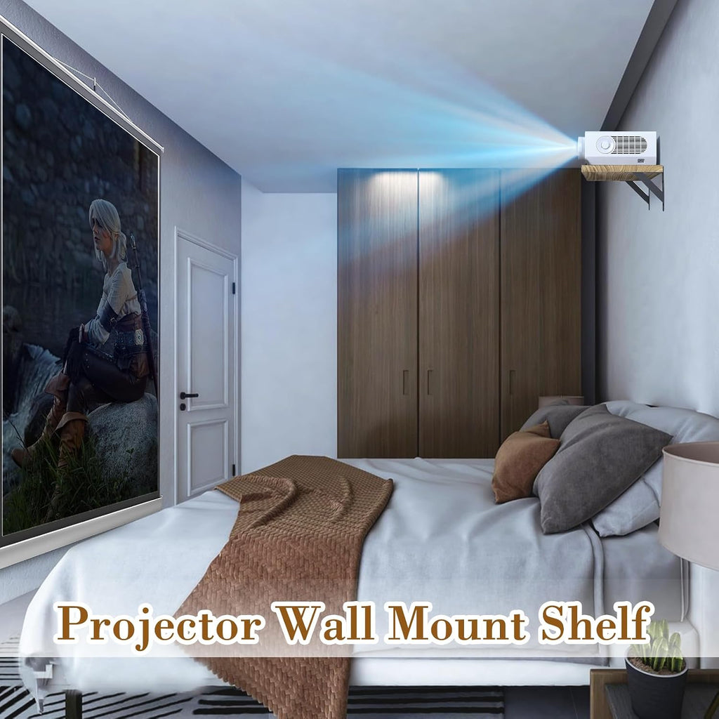 DAWASAPAT Projector Shelf, Projector Wall Mount Floating Shelf,15.7" x 9.8" Deep Shelves with Large Storage for Living Room, Kitchen, Office, Bathroom, Bedroom Router Shelf with Cable Ties-Oak 2pcs - Image 3