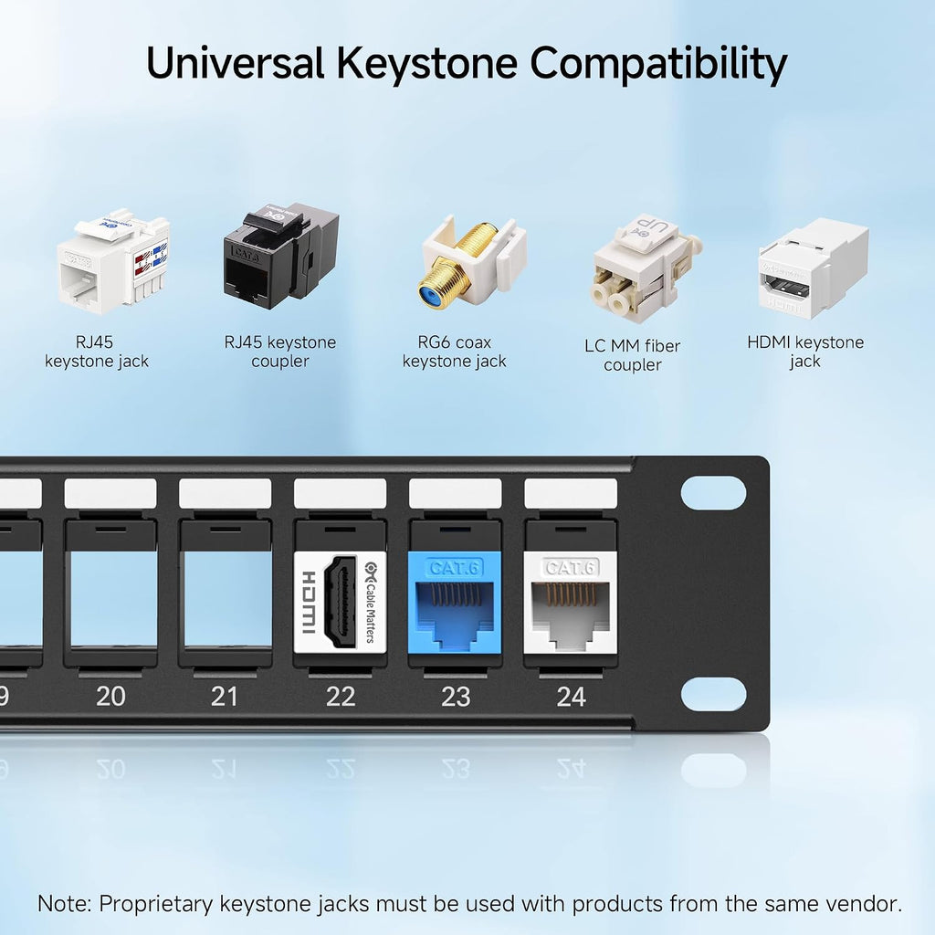 Cable Matters 1U 24 Port Keystone Patch Panel with Cable Management - Image 3