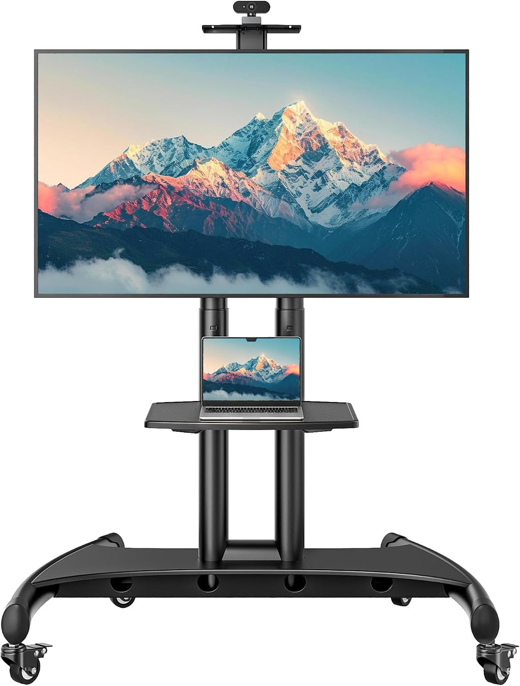 Rolling TV Stand with Shelf&Camera Rack for 32-83" TV up to 132lbs by ECOTINY
