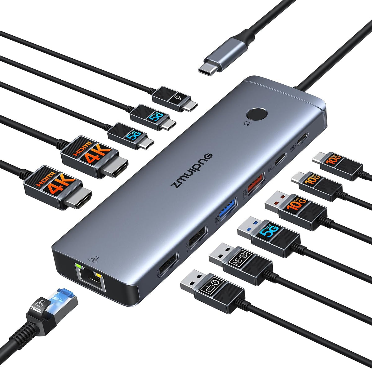 USB C Docking Station Dual Monitor 2 HDMI Adapter for Dell/HP Laptop by ZMUIPNG