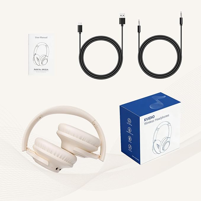 KVIDIO Bluetooth Headphones Wireless Over Ear Headsets 65H Playtime | Deep Bass, HiFi Stereo, Bluetooth 6.0, Microphone, Comfortable Fit, Foldable, Lightweight, Low Latency for Travel Home Office - Image 8