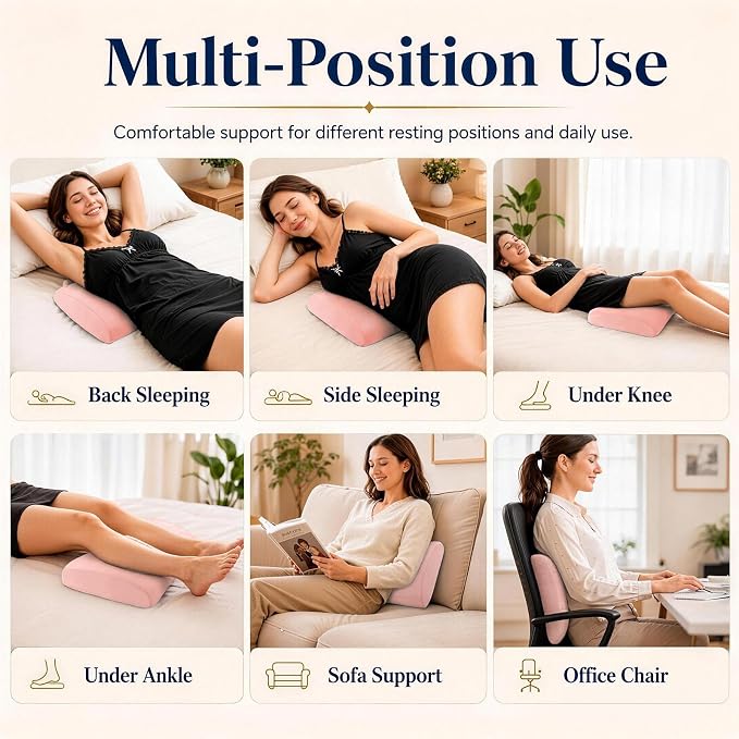 Lumbar Support Pillow for Bed Relief Back Pain: Lower Back Pillow for Sleeping - Memory Foam Waist Pillow - Back Wedge Bolster Pillow for Side, Back&Stomach Sleepers - Bed Rest Pillow for Car, Sofa - Image 5