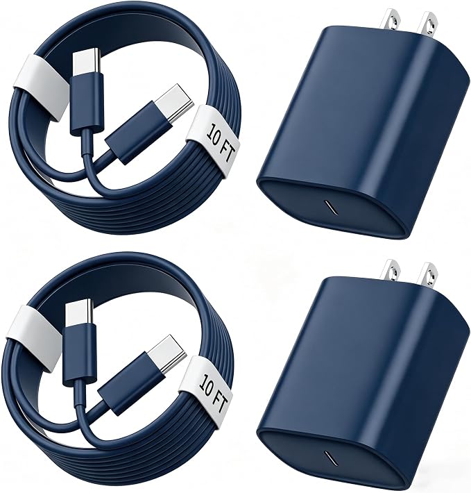 Phone 17 16 15 Charger Fast Charging, 10 FT Long USB C Charger Cord with 20W Type C Fast Phone Charging Block forPhone 17/17 Pro/17 Pro max/Air/Phone 16 15 Pro Max Plus, Android,Dark Blue by Ubearkk