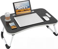 BUYIFY 23" Foldable Lap Desk for Laptop Writing w/Cup Holder Black | Sturdy and Durable, Laptop Bed Desk with Tablet Slot, No Assembly, Space Saving for Bed Couch Dorm WFH Students by BUYIFY