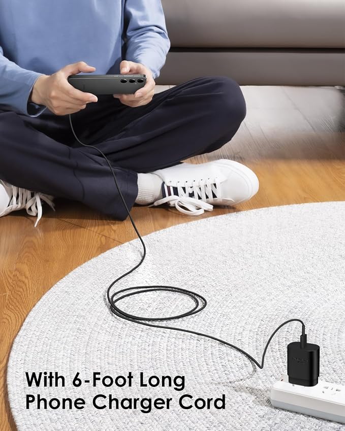 AISNI USB C Charger 25W Type C Charger Fast Charging Android Charger Block | for Galaxy S26 Ultra/S26/S26+/S25 Ultra/S25/24 Ultra/S24/S23 Ultra/S22 Ultra with 10 FT Long Phone Charger USB C Cord-Black - Image 6