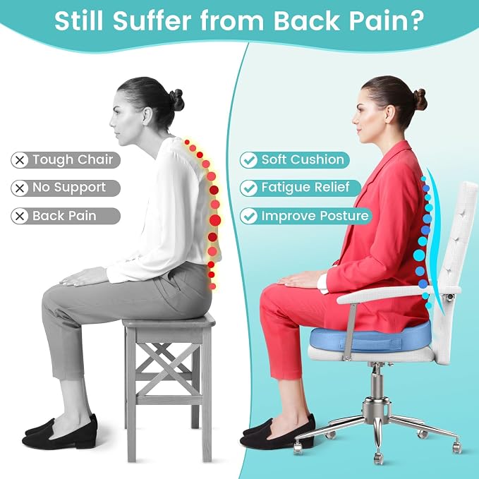 Gel Seat Cushion, Enhanced Memory Foam Cushion for Tailbone Pain, Blue | Cooling Gel for Office Chair, U-shaped Design Chair Cushion for Gaming, Car, Wheelchair, Non-Slip Base, Washable Cover - Image 5