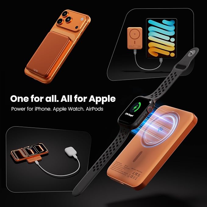 Qi2 Certified Magnetic Power Bank 10000mAh, 15W Fast Wireless Charger, Ultra-Slim LiFePO4 Battery Pack with 20W PD USB-C, Portable Charger for iPhone 17-12, Apple Watch & AirPods - Image 2