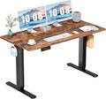 DUMOS 55 Inch Electric Standing Desk, Memory Adjustable Home Office Desk | Sit Stand Up Desk for Work Home Office,Adjustable Desk, Rising Computer Table with Splice Board,Cable Management,Hook,Brown by DumosLifestyle