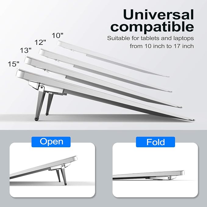 Laptop Stand for Desk, Portable Anti-Slip Keyboard Riser, Zinc Alloy Keyboard Stands, Computer Stand Compatible with MacBook Air/Pro, 10-15.6 Inches Laptops and Keyboards (Sliver) - Image 4