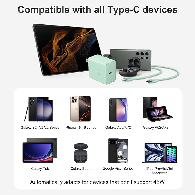 USB C Charger Type C Charger Fast Charging Long 10FT 45W Samsung Charger | for iPhone Air/17/17 Plus/17 Pro/17 Pro Max/16/16 Plus/16 Pro/16 Pro Max/15 Pro Max/iPad Pros/Samsung Galaxy S26/S25,Android - Image 5