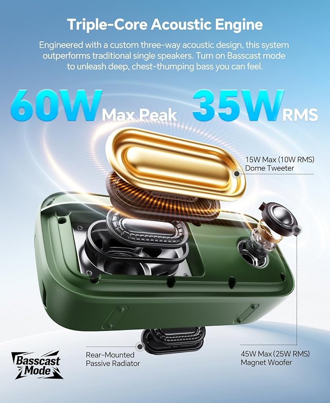 Portable Bluetooth Speaker, 60W Max with BassBoost,Waterproof and Dustproof | Bluetooth 6.0, TWS & Auracast, Shockproof, 6 RGB Modes, DSP Chip, Wireless Speaker for Outdoor, Beach, Travel,Party & Home - Image 2