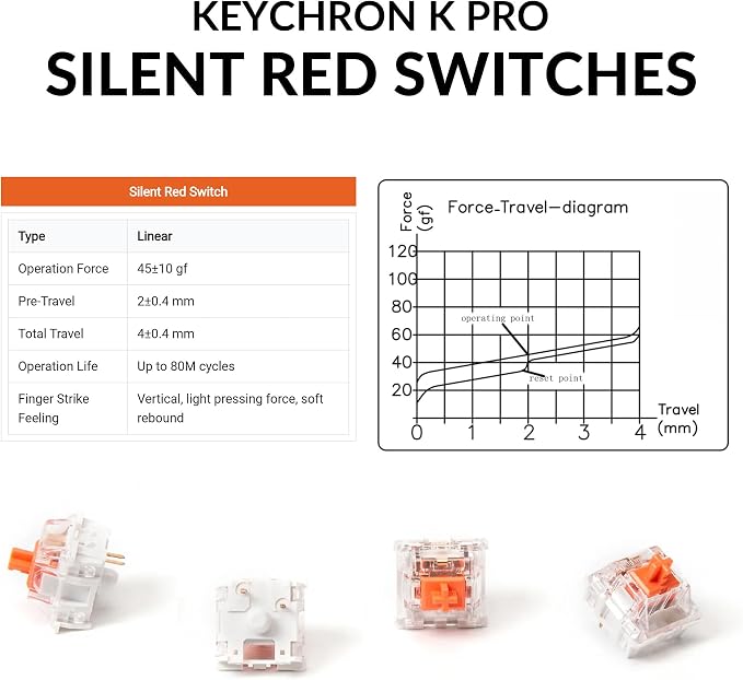 Keychron K10 Pro Wireless Custom Mechanical Keyboard, QMK Programmable Bluetooth 100% Layout with Silent Red Switch White Backlight Compatible with Mac Windows Linux | QMK Programmable Bluetooth/Wired White Backlit with Hot-swappable Silent Red Switch ... - Image 4