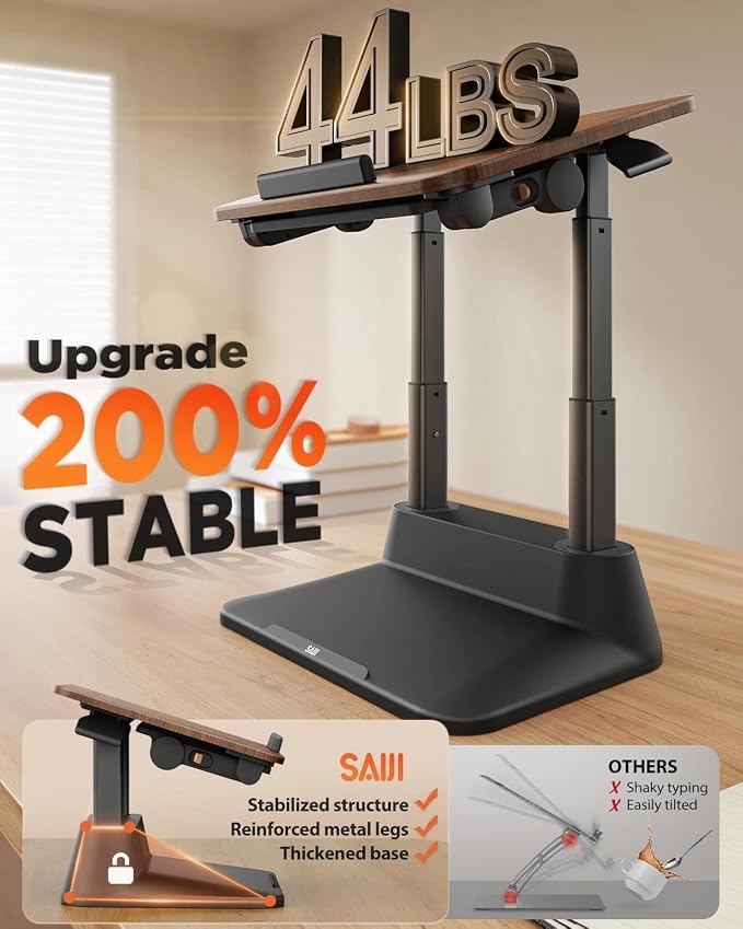 SAIJI Laptop Stand for Desk, Adjustable Standing Desk Riser Up to 20.5" | Stable Laptop Riser with Foldable Mouse Pad, Standing Laptop Stand,Adjustabl Height Up to 20.47", Fit All Laptops Under 17.3" - Image 2