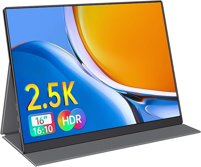 Anyuse 16" QHD USB-C HDMI HDR Portable Monitor | 16" QHD 2.5K IPS HDR, smart cover+speakers, USB-C/HDMI, plug&play, for PC/Mac/Phone/PS5/Xbox/Switch. by Anyuse