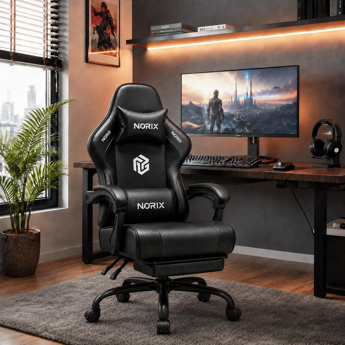 Gaming Chair for Adults with Footrest,Upgraded Ergonomic Chair,Arctic Black - Image 2