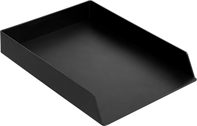Amazon Basics Rectangular Plastic Desk Organizer, letter size Tray, 2-Pack, 9.7 x 2.2 x 13 inches, Black - Image 2
