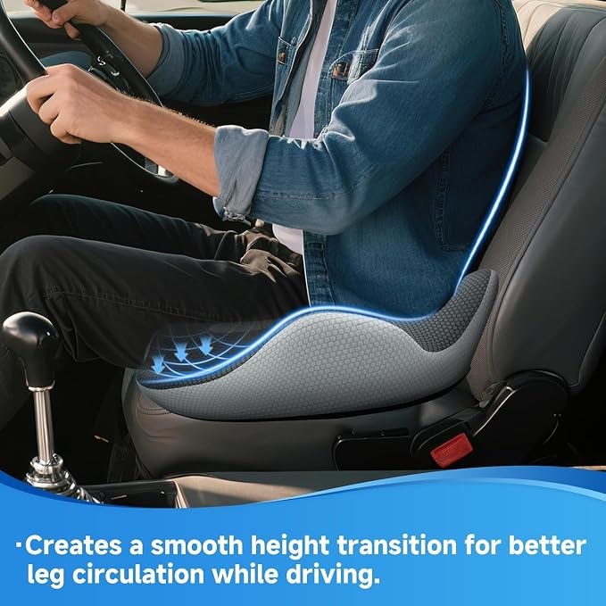 X-Large Truck Seat Cushion for Truck Drivers, Memory Foam Support | Seat Cushion for Long Driving & Sitting, Tailbone Pain Relief, Ergonomic Back Support, Non-Slip Washable Cover for Cars - Image 4