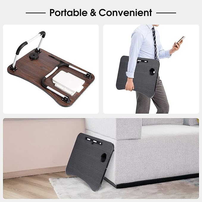 Laptop Desk Foldable Bed Table, Portable Lap Desk Laptop Bed Tray Table with Storage Drawer and Cup Holder, Lap TraysTables Notebook Stand Reading Desks Breakfast Tray for Beds Couch Sofa Floor - Image 7