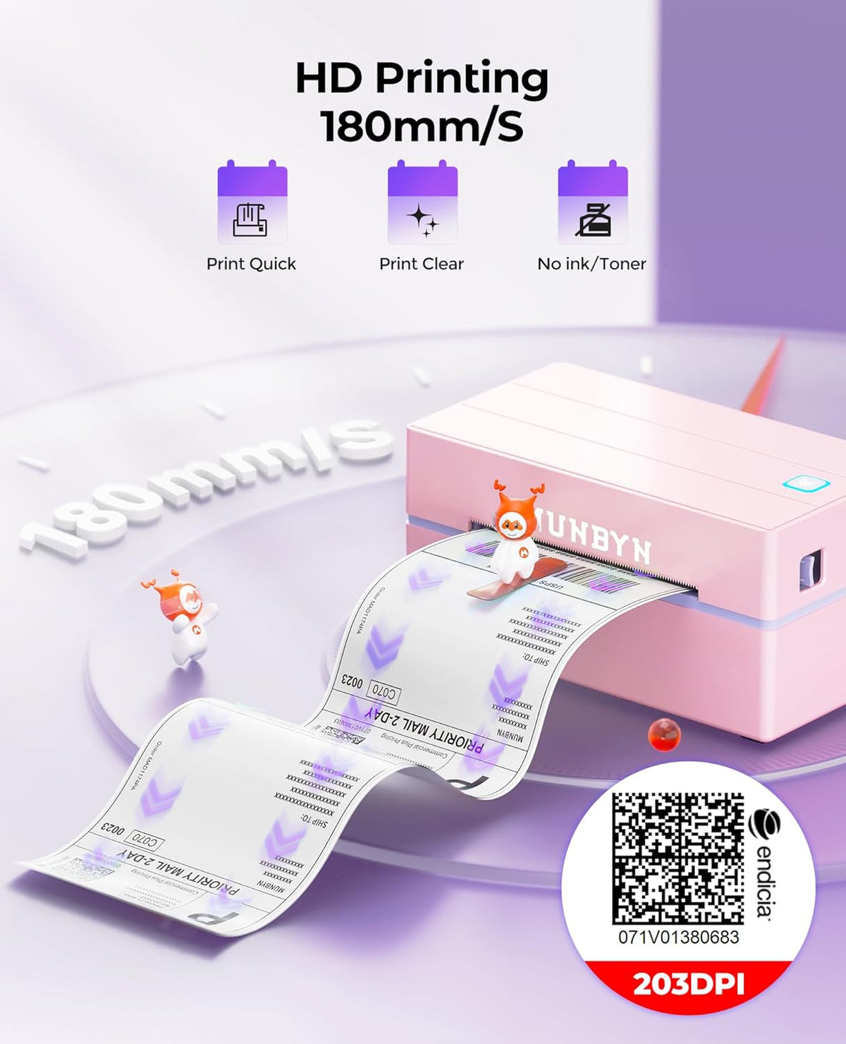 MUNBYN Bluetooth Thermal Label Printer, Wireless 4x6 Shipping Label Printer - Image 2