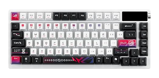 ROG Azoth X 75% custom gaming keyboard, hot-swappable Storm V2 Switches, gasket mount, dampening foam, FR4 plate, south-facing PCB, tri-mode connection, OLED display, control knob, wrist rest, Mac - Image 4