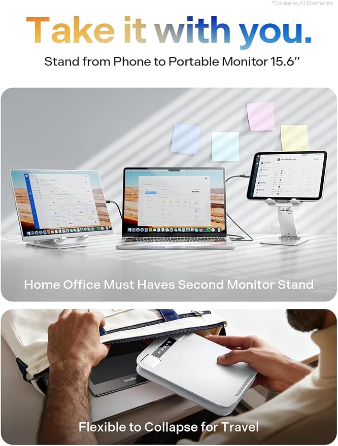 LISEN for iPad Stand Adjustable Tablet Holder Desk, iPad Accessories White | Foldable Home Office Desk Accessories Travel for iPad Holder Dorm College Essentials Fits Ebooks Kindle 4-15.9" - Image 3
