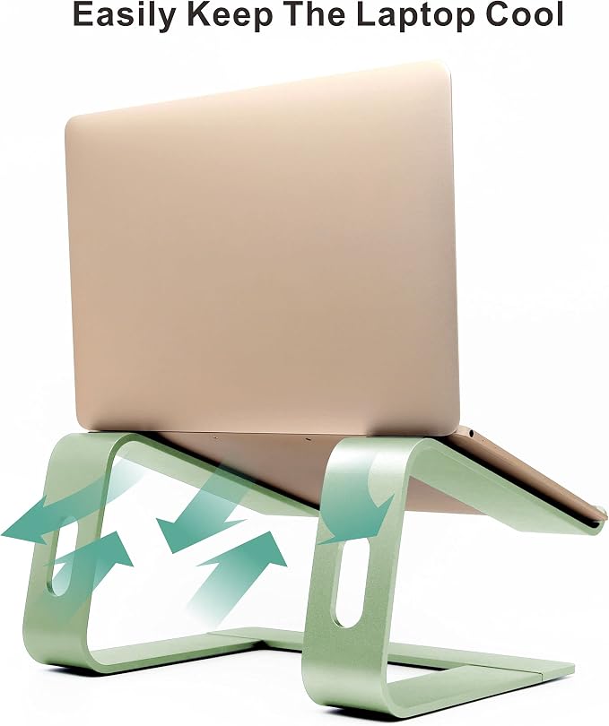 Ergonomic Aluminum Laptop Mount - Adjustable Computer Stand for MacBook Pro/Air HP Lenovo Samsung Dell - Fits 10-17.3" Laptops (Apple Green) - Image 5