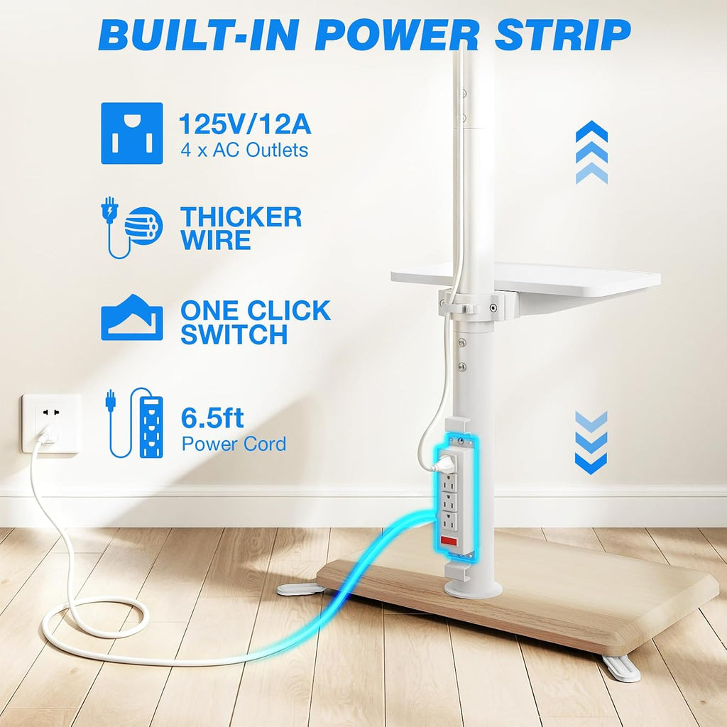 Rfiver Floor TV Stand with Power Outlet for 32-70 inch TVs up to 99 lbs, Swivel TV Mount Stand with Height Adjustment and Oak Wood Base for Bedroom, Office, Corner, Max VESA 400x400mm - Image 5