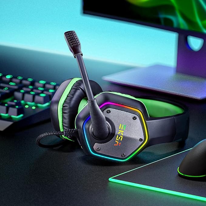 EKSA E1000 Gaming Headset, Computer Headphones with Noise Canceling Mic & RGB Light, Compatible with PC, PS4, PS5, Laptop - Image 7