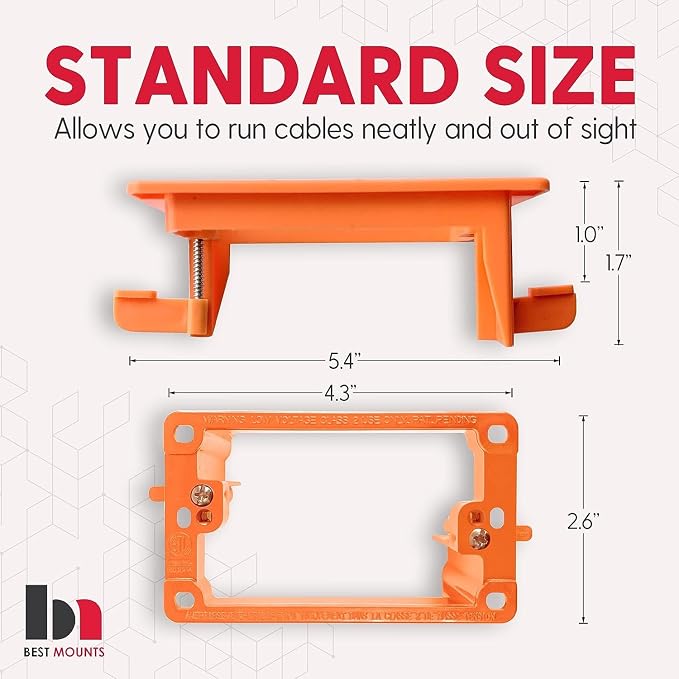 1 Pack Wall Plate Cable Pass Through with Bracket - In Wall Cable Management Kit - Recessed Cable Wall Plate Pair with Single Gang Low Voltage Mounting Bracket - Decorator Cover for Low Voltage Cables - Image 2