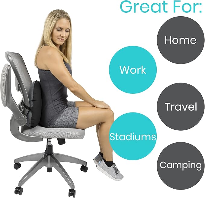 Vive Inflatable Lumbar Pillow - Cushion for Airplane Seat Travel Support - Lower Back Cushion for Car, Office Chair - Adjustable Firm Air Neck Pain, Sciatica Relief - Compact Portable Camping Headrest | Lower Back Cushion for Car, Office Chair - Adjust... - Image 8