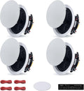 VEVOR Bluetooth Ceiling Speakers, 6.5", in Ceiling & in-Wall Speaker System with Amplifier, 2-Way, for Damp and Humid Placement, Home Theater, Covered Outdoor Patio and Flush Mount Wired, 4 Speakers by VEVOR