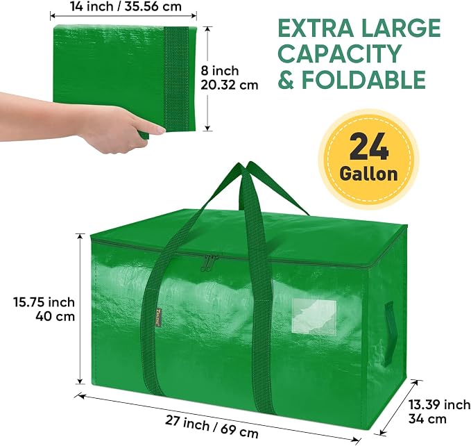 BALEINE 6-Pack Oversized Moving Bags with Reinforced Handles, Heavy-Duty Storage Tote for Clothes, Moving Supplies (Light Green, 6-Pack) - Image 2
