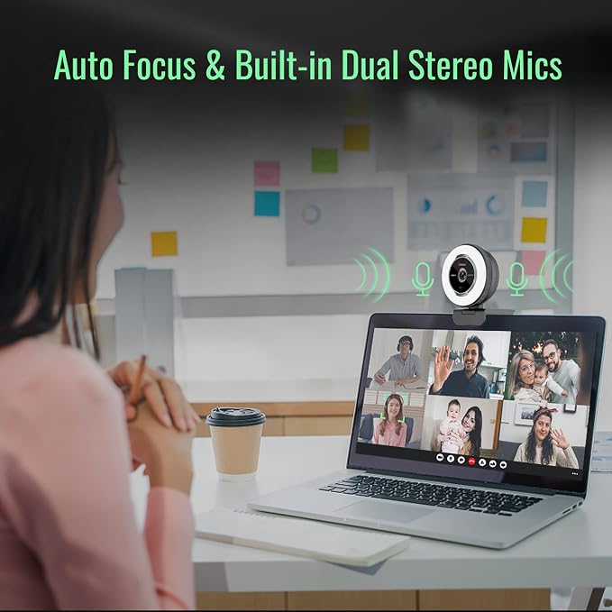 Angetube Streaming Webcam with Microphone, USB 1080P Web Cam w/Ring Light | Remote Control, 1080P@60FPS, 5X Digital Zoom, Built in Privacy Cover, HD Computer Web Camera for Desktop, PC, Laptop, Mac - Image 6
